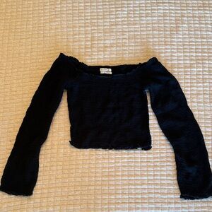 Urban Outfitters Black Long Sleeve Crop Stretch Top, S